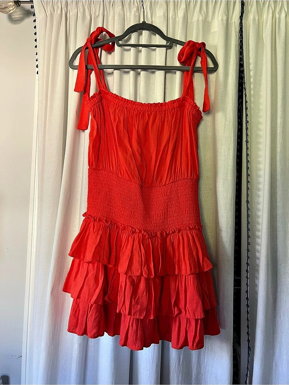 Gab & Kate Red Ruffle Mini Dress Like New